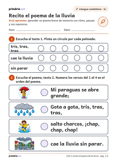 Pàgina 1 de 3: Recito el poema de la lluvia