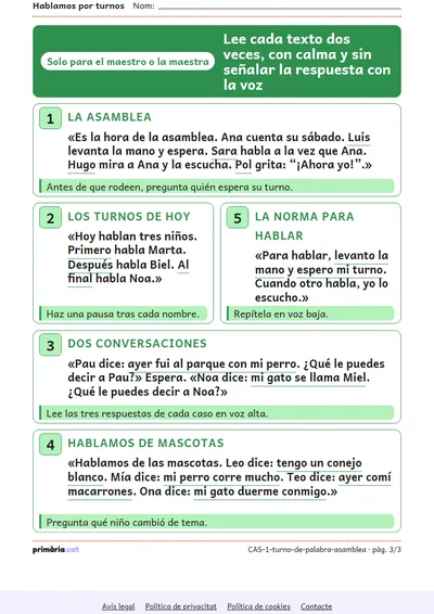 Pàgina 3 de 3: Hablamos por turnos