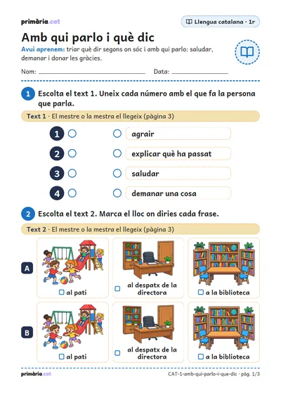 Pàgina 1 de 3: Amb qui parlo i què dic