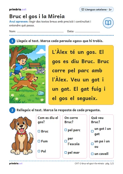 Pàgina 1 de 2: Bruc el gos i la Mireia