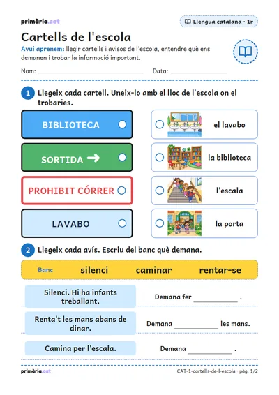 Pàgina 1 de 2: Cartells de l'escola
