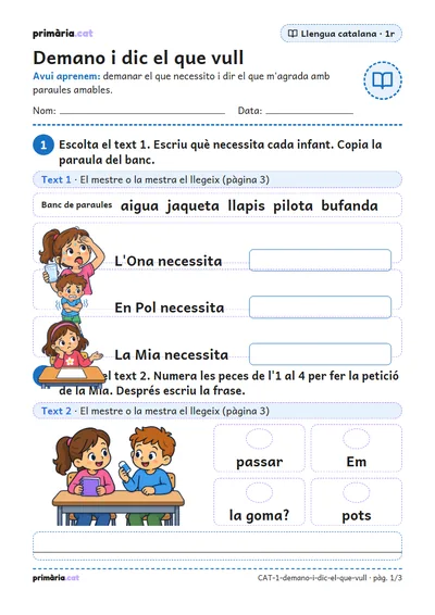 Pàgina 1 de 3: Demano i dic el que vull