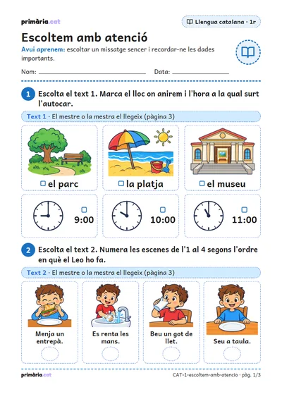 Pàgina 1 de 3: Escoltem amb atenció