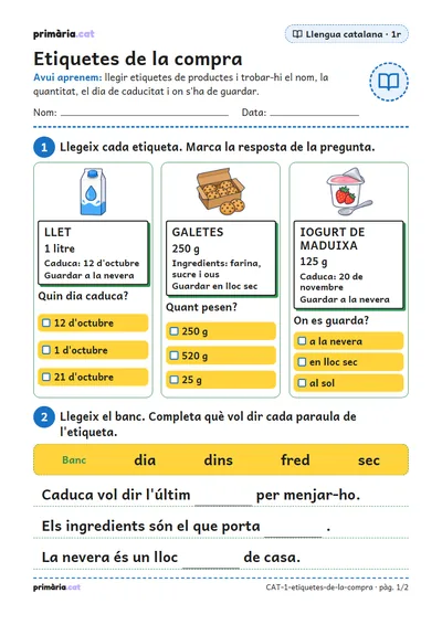 Pàgina 1 de 2: Etiquetes de la compra