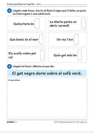 Pàgina 2 de 2: Frases que diuen on i què fan