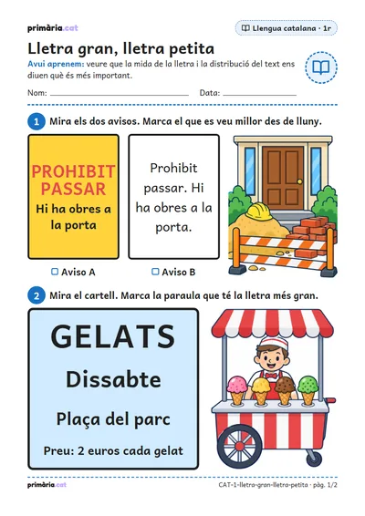 Pàgina 1 de 2: Lletra gran, lletra petita