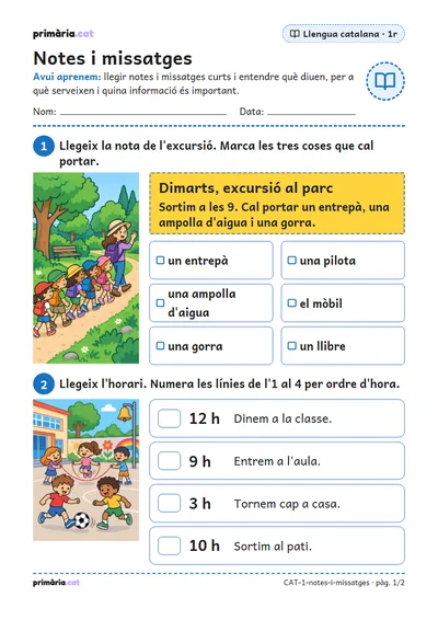 Pàgina 1 de 2: Notes i missatges