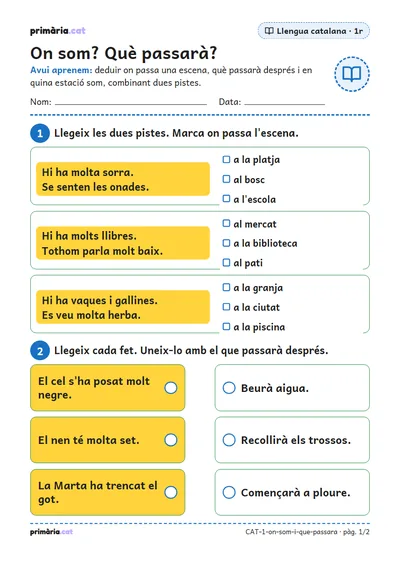 Pàgina 1 de 2: On som? Què passarà?