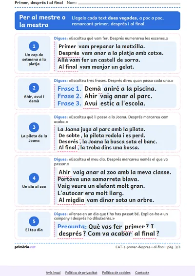 Pàgina 3 de 3: Primer, després i al final