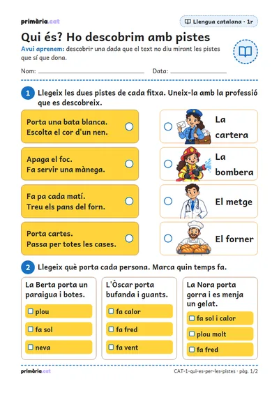 Pàgina 1 de 2: Qui és? Ho descobrim amb pistes