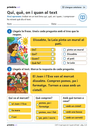 Pàgina 1 de 2: Qui, què, on i quan al text