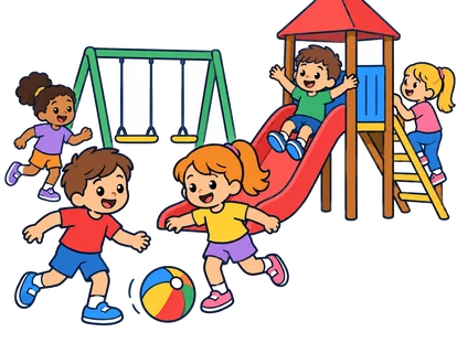 Un pati d'escola amb nens que juguen.