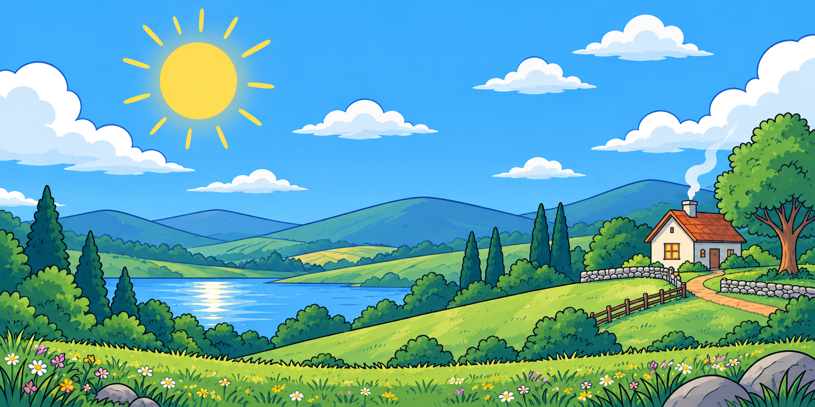 Un paisaje soleado, símbolo del presente