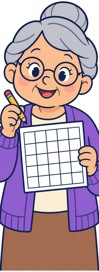Una àvia amb un cartró de bingo