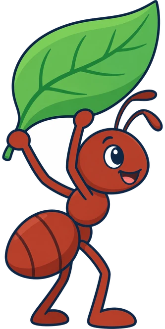 Una formiga amb una fulla
