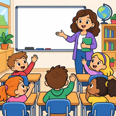 Una aula amb una mestra