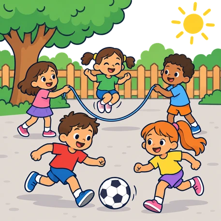 Un pati amb infants jugant