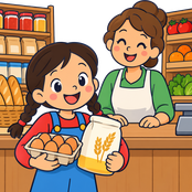 La Neus compra ous i farina
