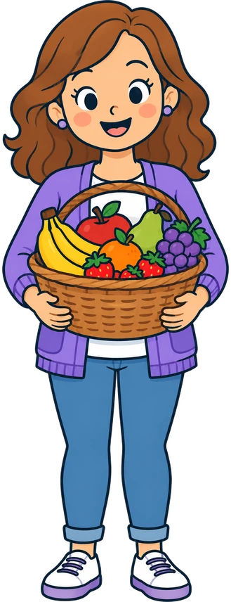 Una mestra amb un cistell de fruita