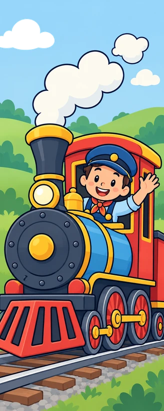 Un maquinista saluda des de la finestra d'una locomotora de colors
