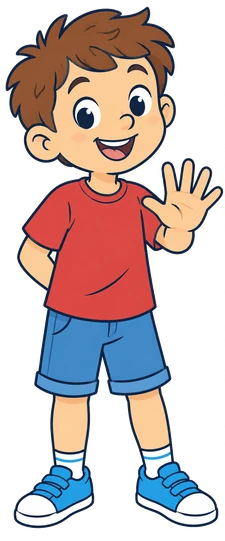 Un nen amaga una mà darrere l'esquena i somriu
