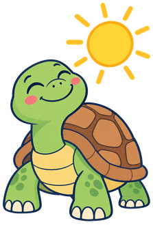 La tortuga somriu tranquil·la.