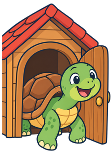 La tortuga surt de casa.