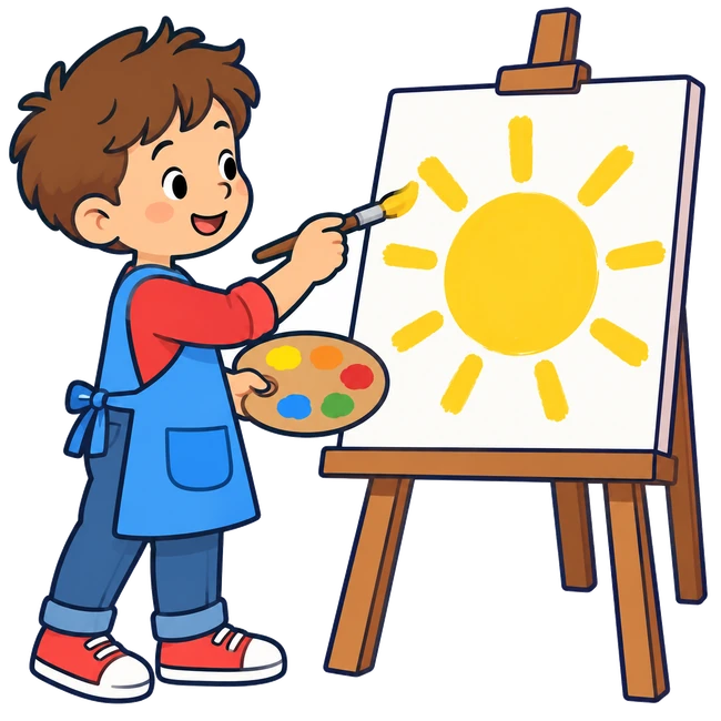 Un nen pinta un sol