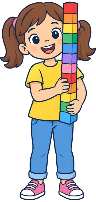 Una nena amb una torre de cubs