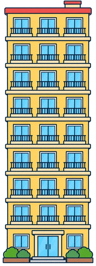 Un edifici alt amb finestres