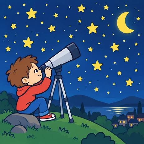 Un nen mira les estrelles