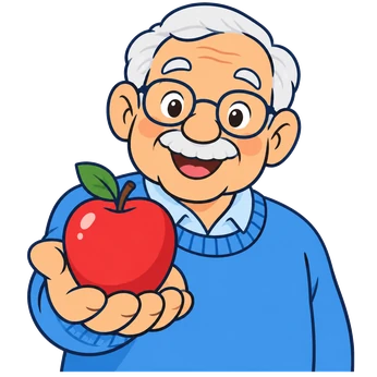 Un avi amb una poma