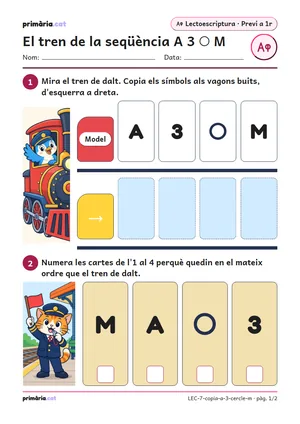 Primera pàgina de la fitxa «El tren de la seqüència A 3 ○ M»