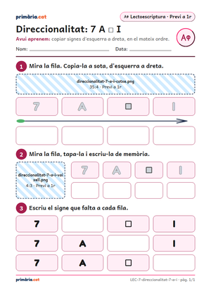 Primera pàgina de la fitxa «Direccionalitat: 7 A □ I»