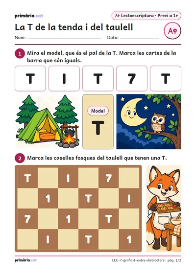 Pàgina 1 de 2: La T de la tenda i del taulell