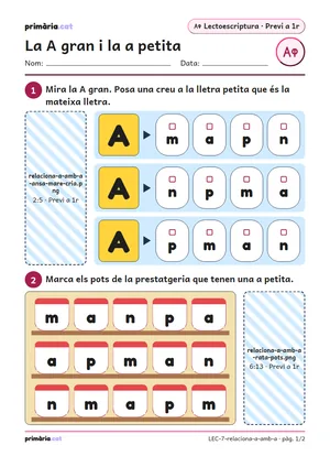 Primera pàgina de la fitxa «La A gran i la a petita»