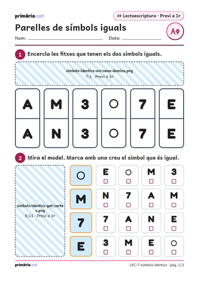 Pàgina 1 de 2: Parelles de símbols iguals