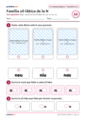 Primera pàgina de la fitxa «Família sil·làbica de la N»