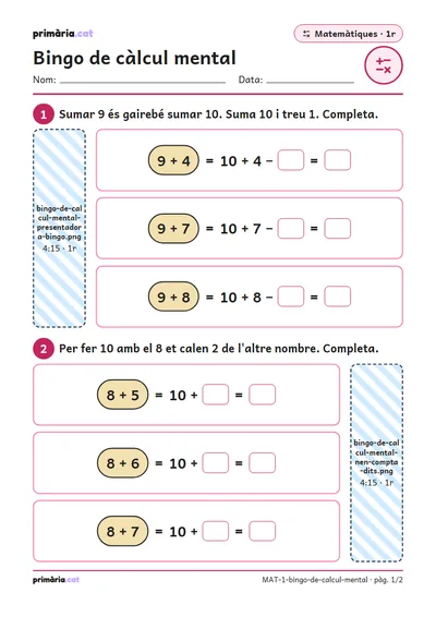 Pàgina 1 de 2: Bingo de càlcul mental