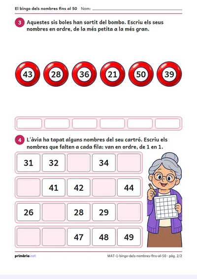 Pàgina 2 de 2: El bingo dels nombres fins al 50