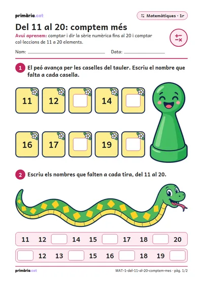Pàgina 1 de 2: Del 11 al 20: comptem més