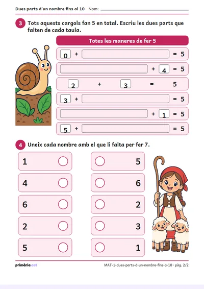 Pàgina 2 de 2: Dues parts d'un nombre fins al 10