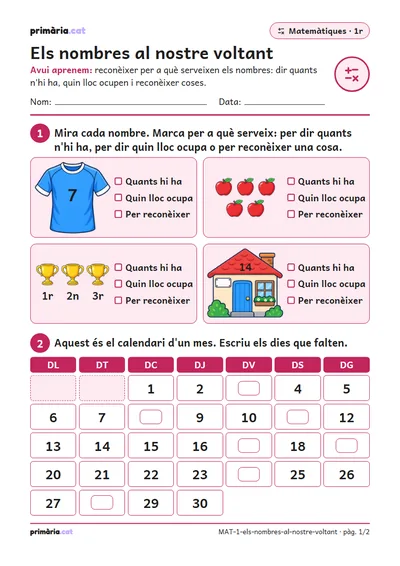 Pàgina 1 de 2: Els nombres al nostre voltant