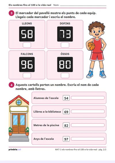 Pàgina 2 de 2: Els nombres fins al 100 a la vida real