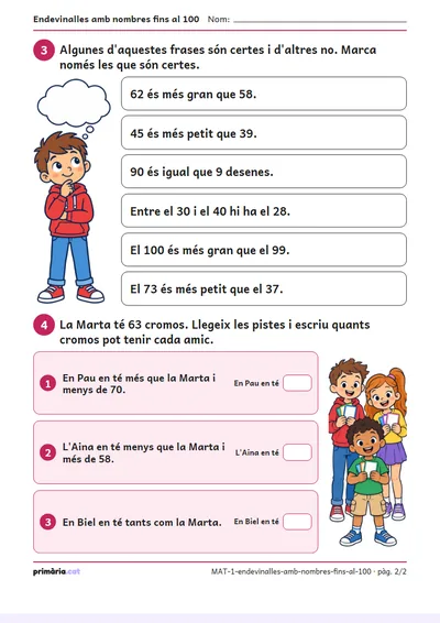 Pàgina 2 de 2: Endevinalles amb nombres fins al 100