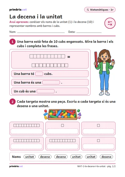 Pàgina 1 de 2: La decena i la unitat