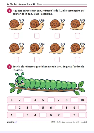 Pàgina 2 de 2: La fila dels números fins al 10