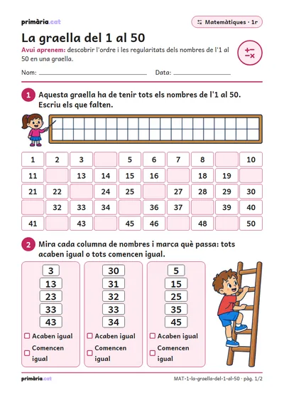 Pàgina 1 de 2: La graella del 1 al 50