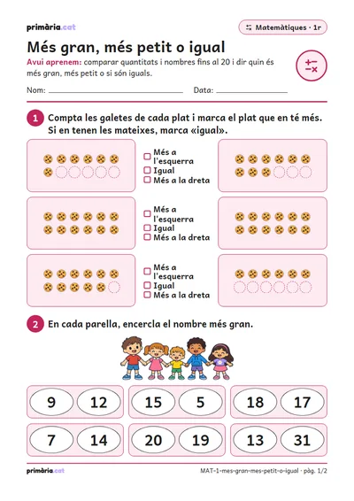 Pàgina 1 de 2: Més gran, més petit o igual
