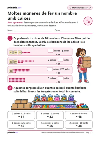 Pàgina 1 de 2: Moltes maneres de fer un nombre amb caixes